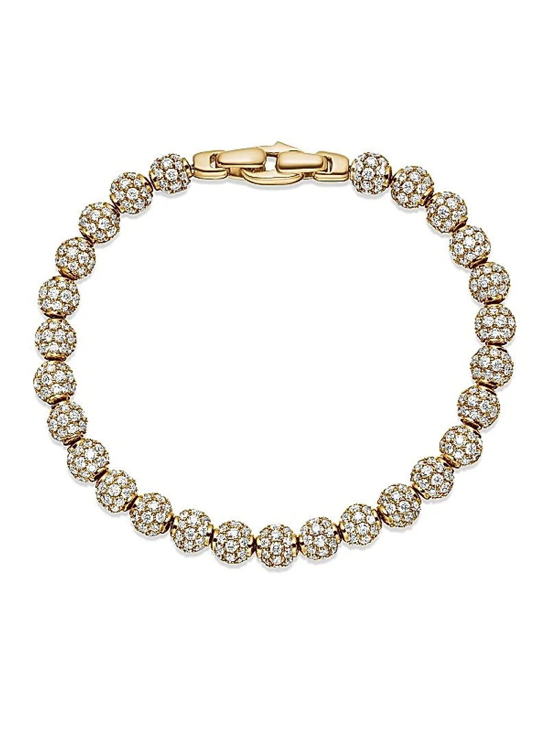 Spiritual Beads Bracelet in 18K Yellow Gold and Pavé Diamonds, 6mm