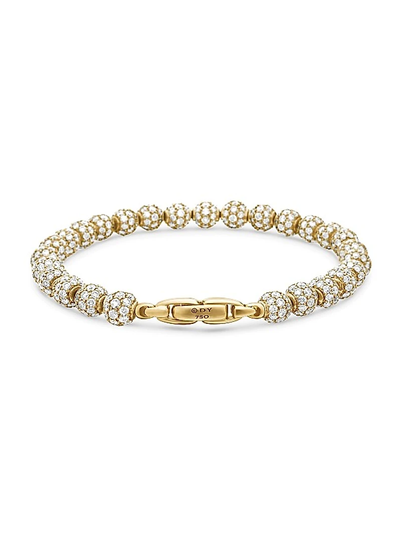 Spiritual Beads Bracelet in 18K Yellow Gold and Pavé Diamonds, 6mm