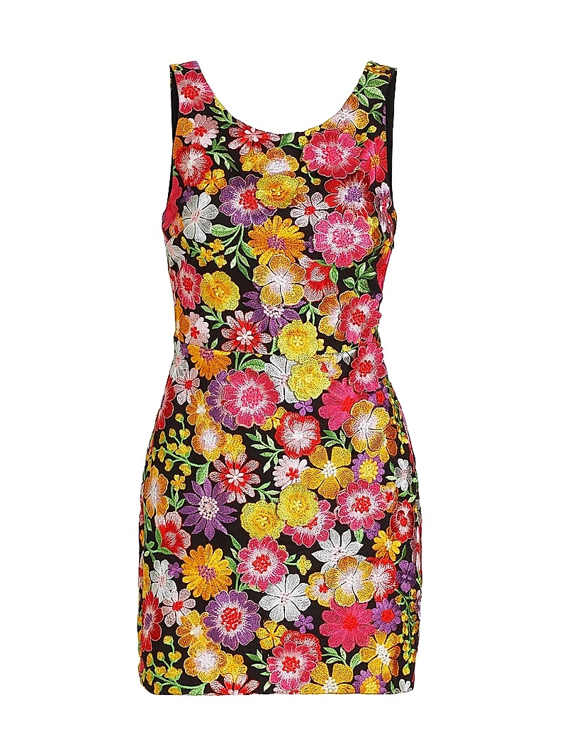 Julie Lattice-Back Floral Minidress