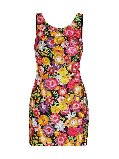 Julie Lattice-Back Floral Minidress
