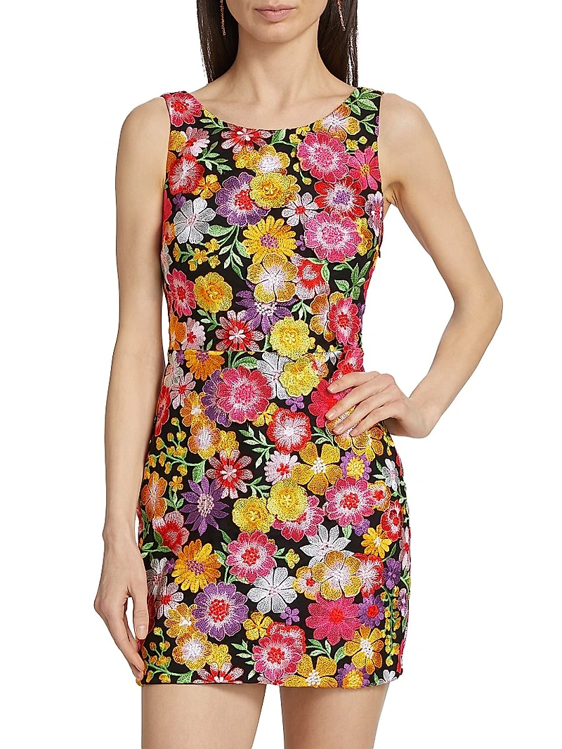 Julie Lattice-Back Floral Minidress