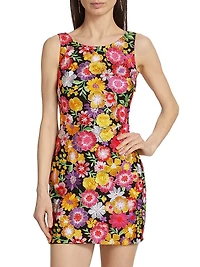 Julie Lattice-Back Floral Minidress