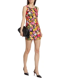 Julie Lattice-Back Floral Minidress