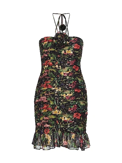 Margret Floral Halter Minidress