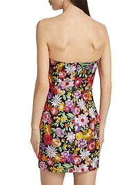 Isabell Floral-Embroidered Strapless Minidress