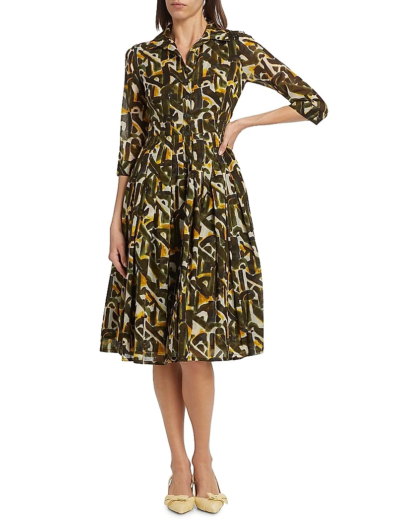 Audrey Dot Cotton Shirtdress