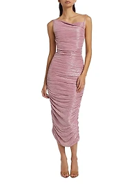 Mayra Metallic Lace-Up Midi-Dress