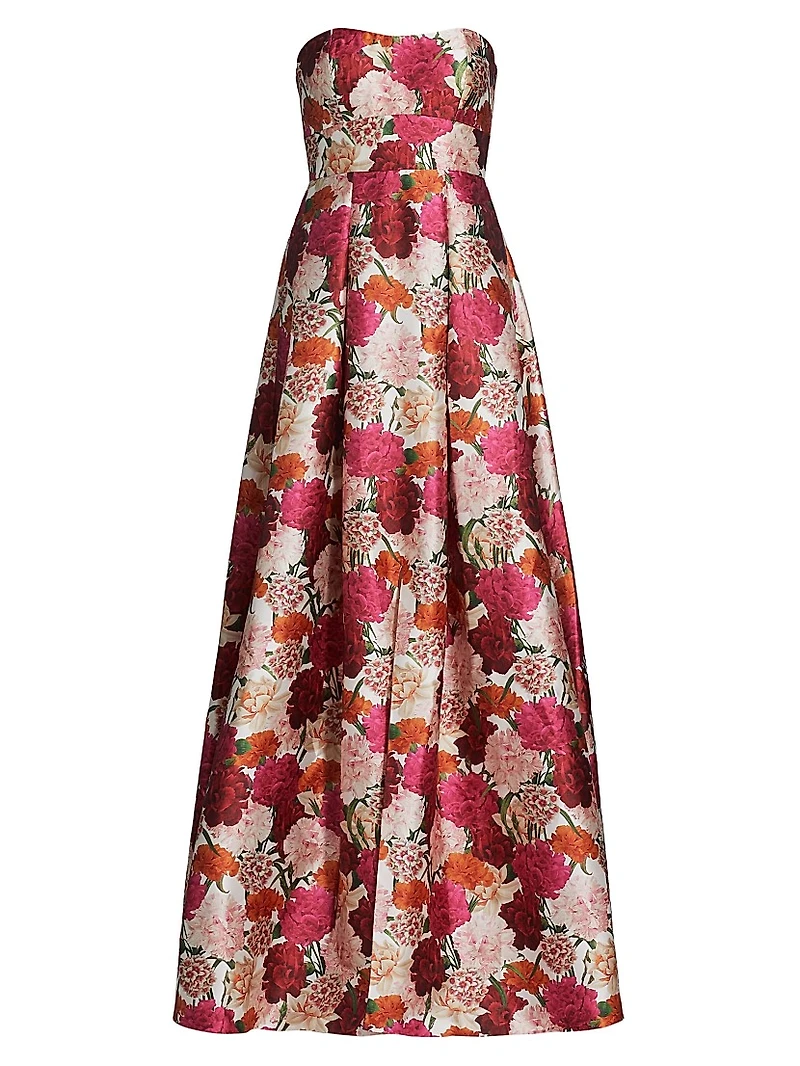 Giovanna Floral Jacquard Fit & Flare Gown