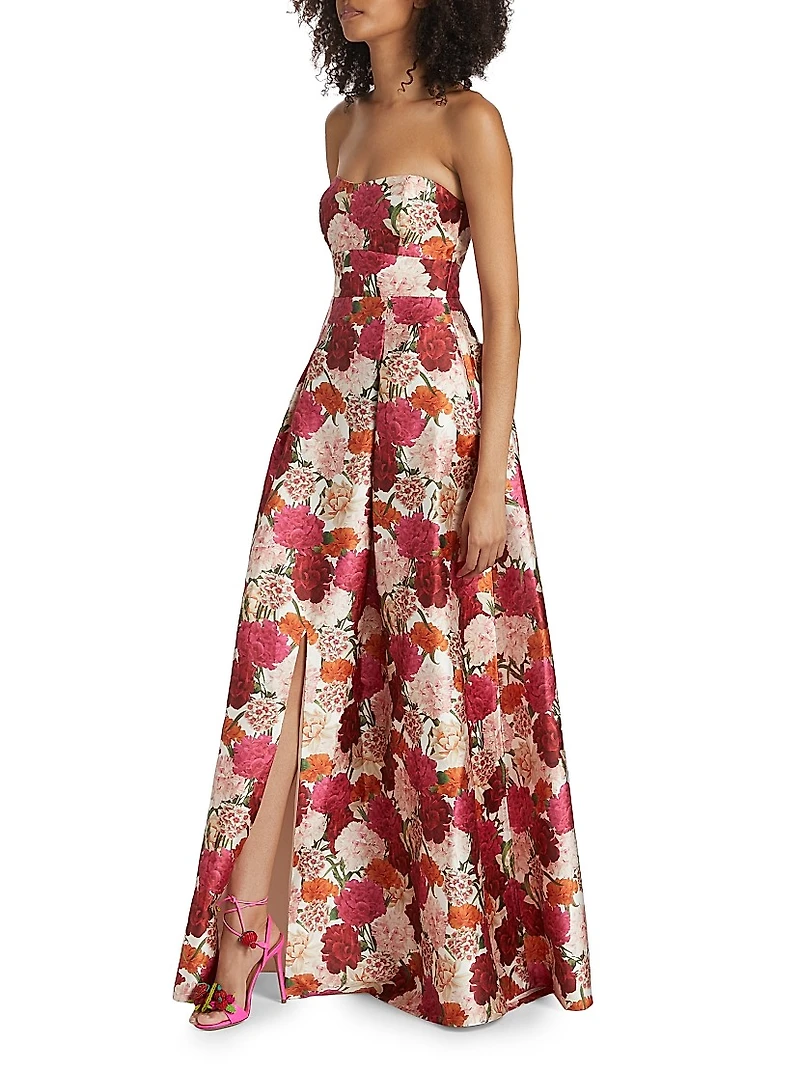 Giovanna Floral Jacquard Fit & Flare Gown