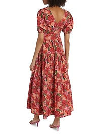 Carina Belted Floral Cotton Maxi Dress