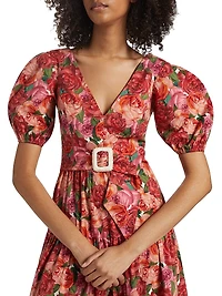 Carina Belted Floral Cotton Maxi Dress