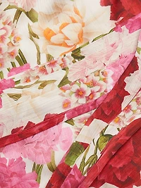 Kayla Floral Crinkled Chiffon Halter Gown