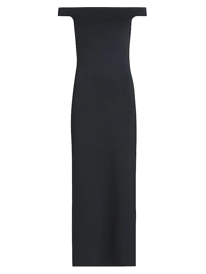 Off-The-Shoulder Scuba Maxi Dress