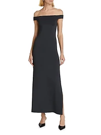 Off-The-Shoulder Scuba Maxi Dress