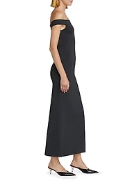 Off-The-Shoulder Scuba Maxi Dress