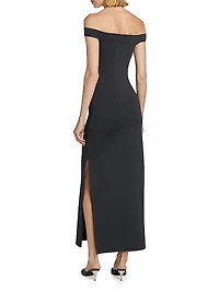 Off-The-Shoulder Scuba Maxi Dress