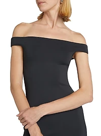 Off-The-Shoulder Scuba Maxi Dress