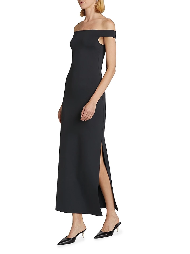Off-The-Shoulder Scuba Maxi Dress