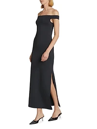 Off-The-Shoulder Scuba Maxi Dress