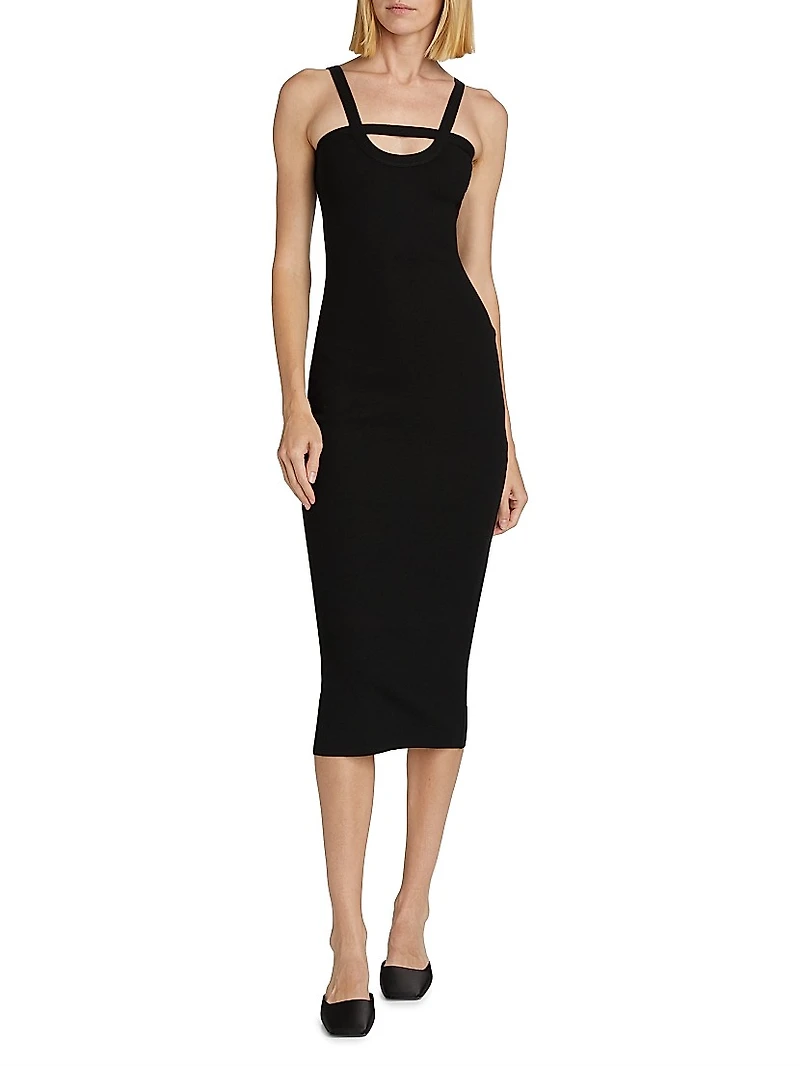 Knit U-Neck Midi-Dress