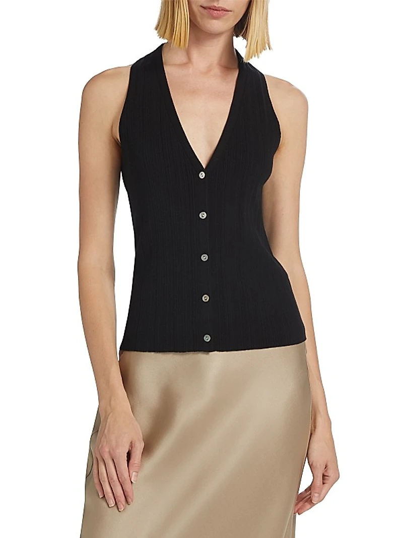 V-Neck Cotton-Blend Vest