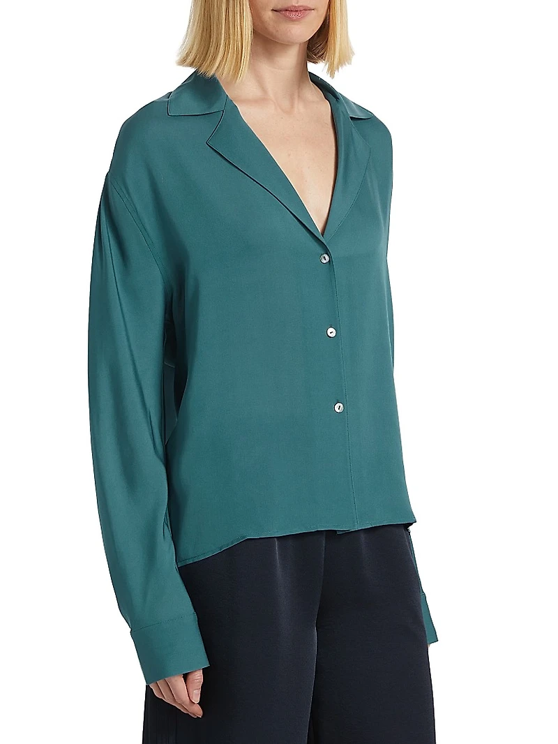Silk Dolman-Sleeve Blouse