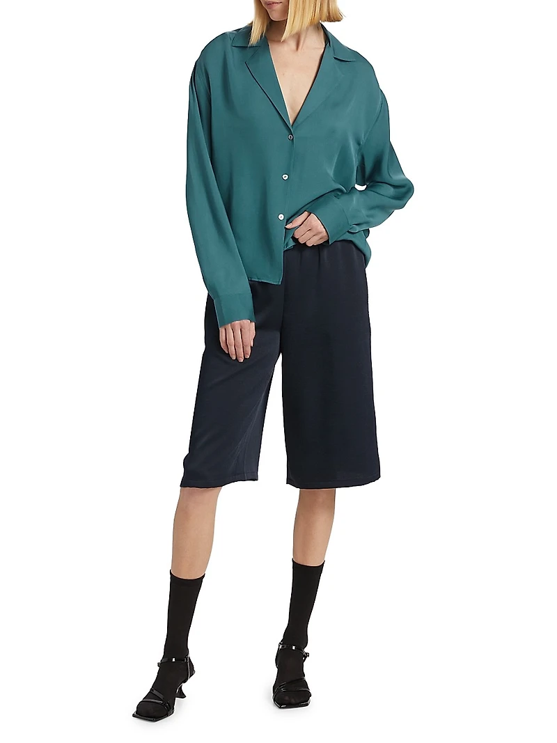 Silk Dolman-Sleeve Blouse