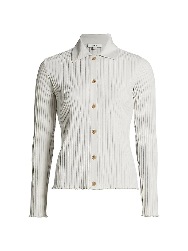 Cotton-Blend Rib-Knit Polo Shirt