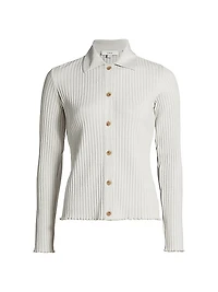 Cotton-Blend Rib-Knit Polo Shirt