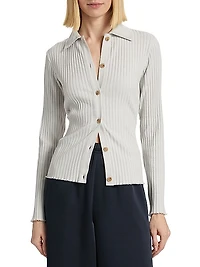 Cotton-Blend Rib-Knit Polo Shirt