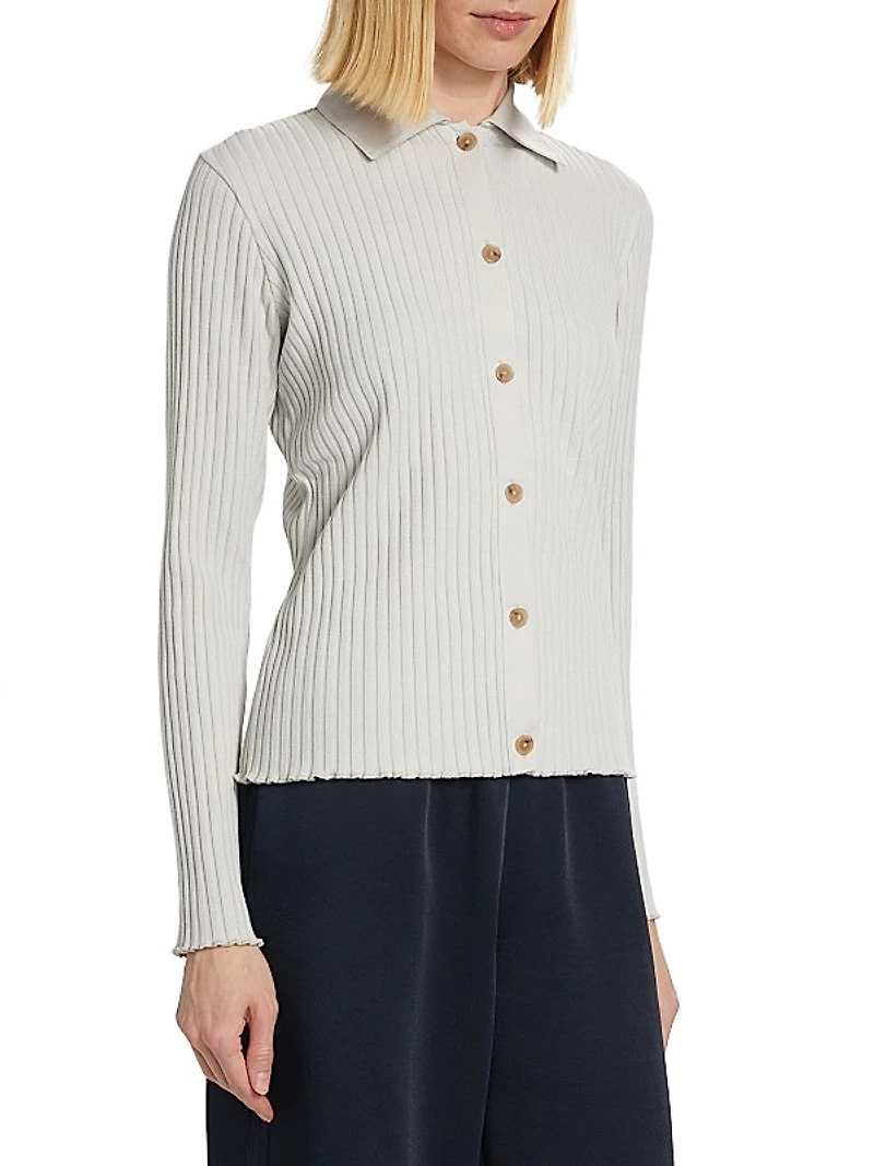 Cotton-Blend Rib-Knit Polo Shirt