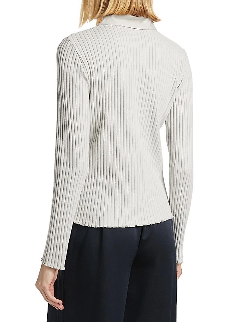 Cotton-Blend Rib-Knit Polo Shirt