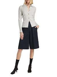 Cotton-Blend Rib-Knit Polo Shirt