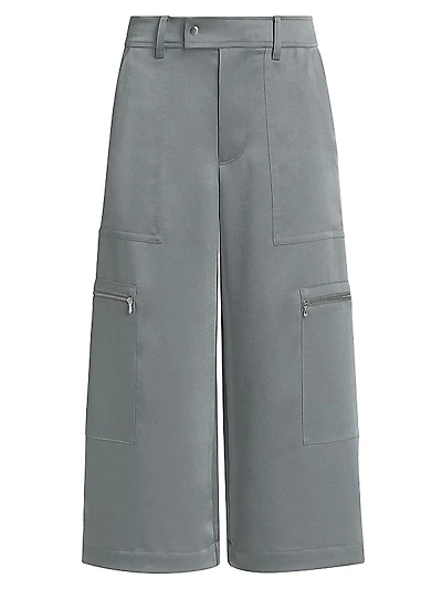 Satin Low-Rise Parachute Pants