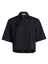 Cotton Twill Short-Sleeve Crop Shirt