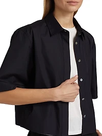 Cotton Twill Short-Sleeve Crop Shirt