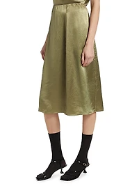 Satin Paneled Midi-Skirt