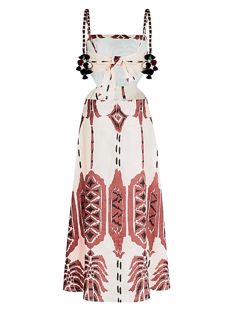 Anouk Palm Of Tiahuanaco Printed Linen Midi-Dress