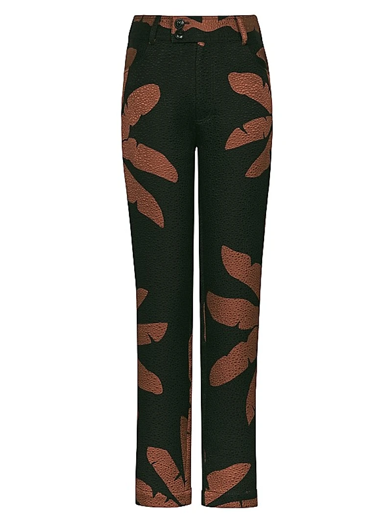 Great Basin Wool & Silk Jacquard Straight-Leg Pants