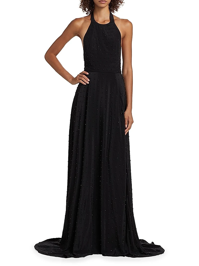 Rosa Sequined Silk Sleeveless Gown