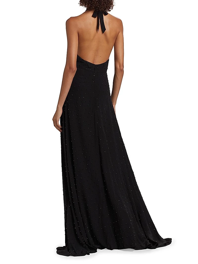 Rosa Sequined Silk Sleeveless Gown