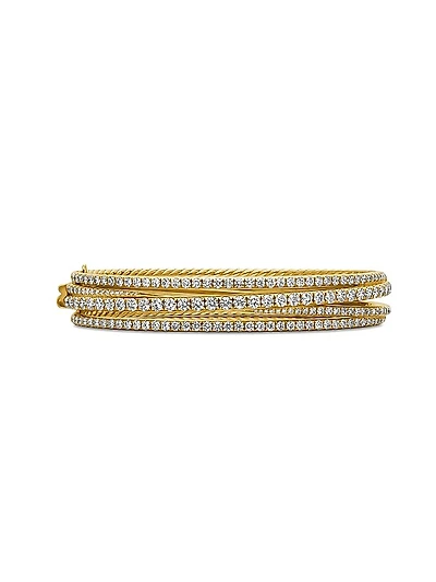 Pavé Crossover Three Row Bracelet in 18K Yellow Gold