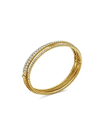 Pavé Crossover Three Row Bracelet in 18K Yellow Gold