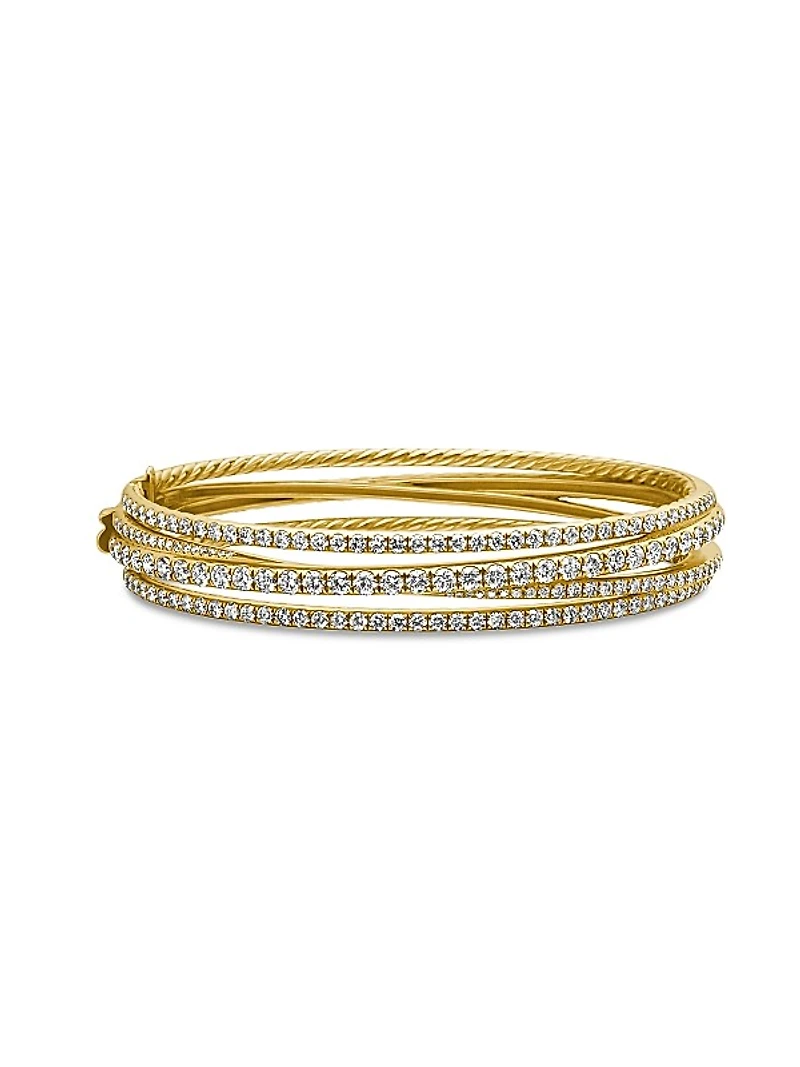 Pavé Crossover Three Row Bracelet in 18K Yellow Gold