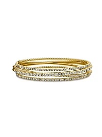 Pavé Crossover Three Row Bracelet in 18K Yellow Gold