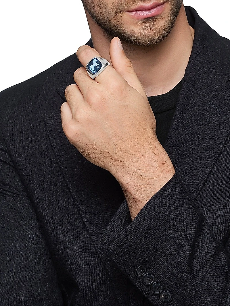 Petrvs Horse Signet Ring Sterling Silver