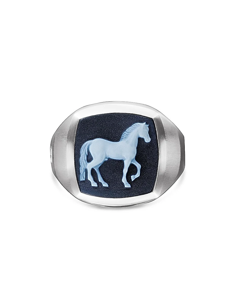 Petrvs Horse Signet Ring Sterling Silver