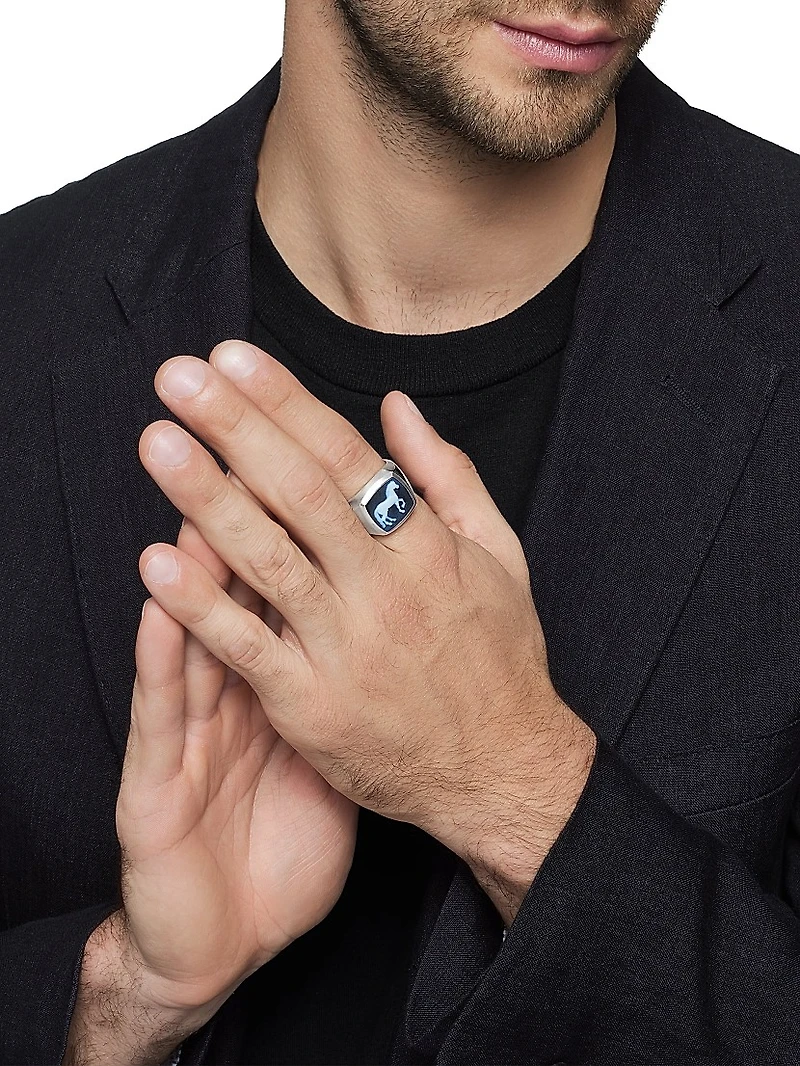 Petrvs Horse Signet Ring Sterling Silver