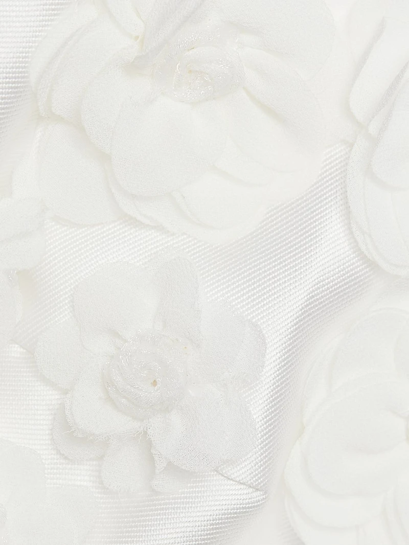 Serefina Satin Strapless Appliqué Midi-Dress