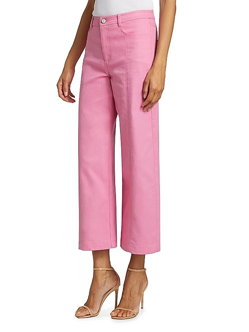 Verona Heart-Embroidered Wide Crop Jeans